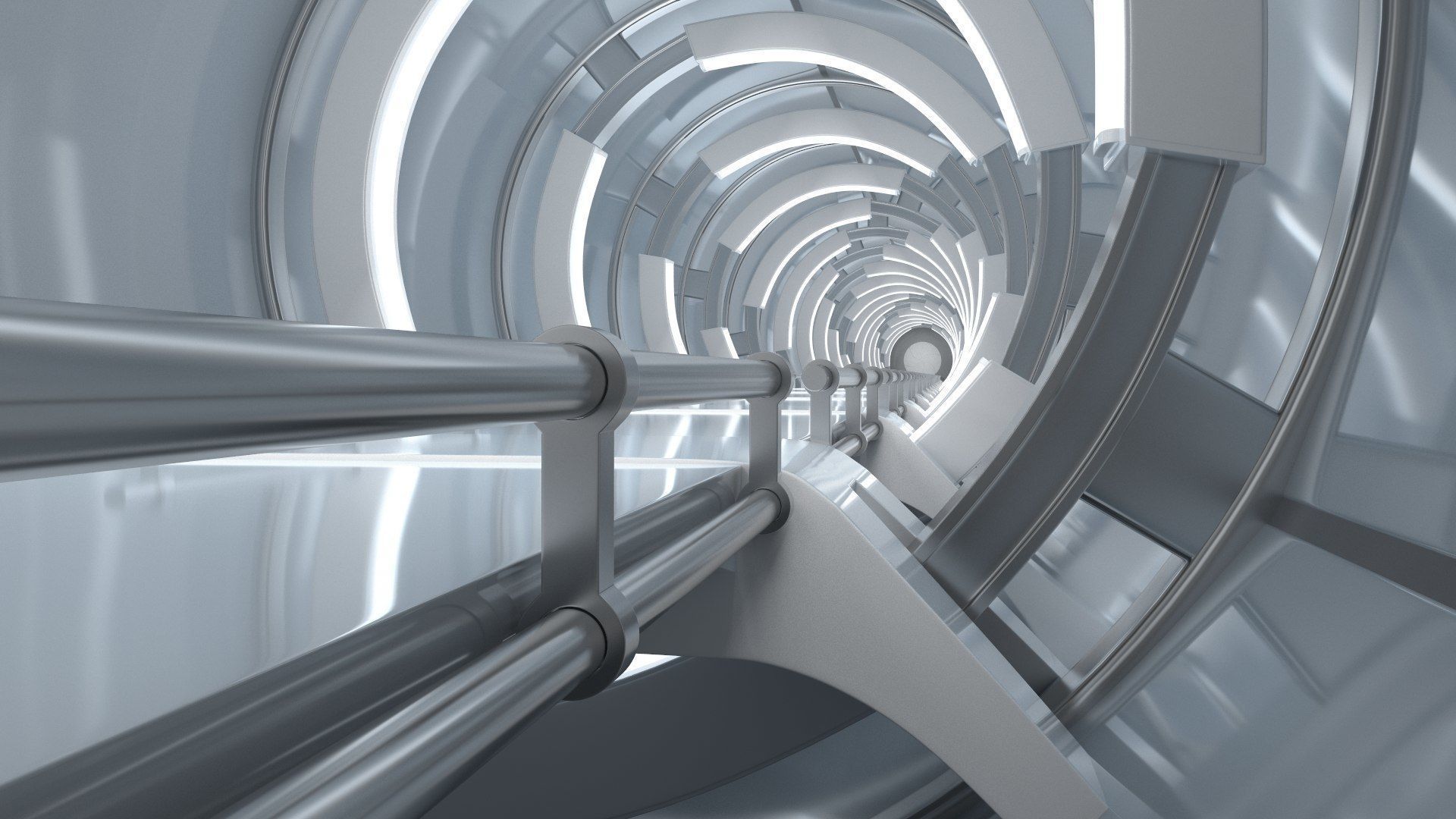 Sci-Fi Futuristic Corridor Collection 3D model_15