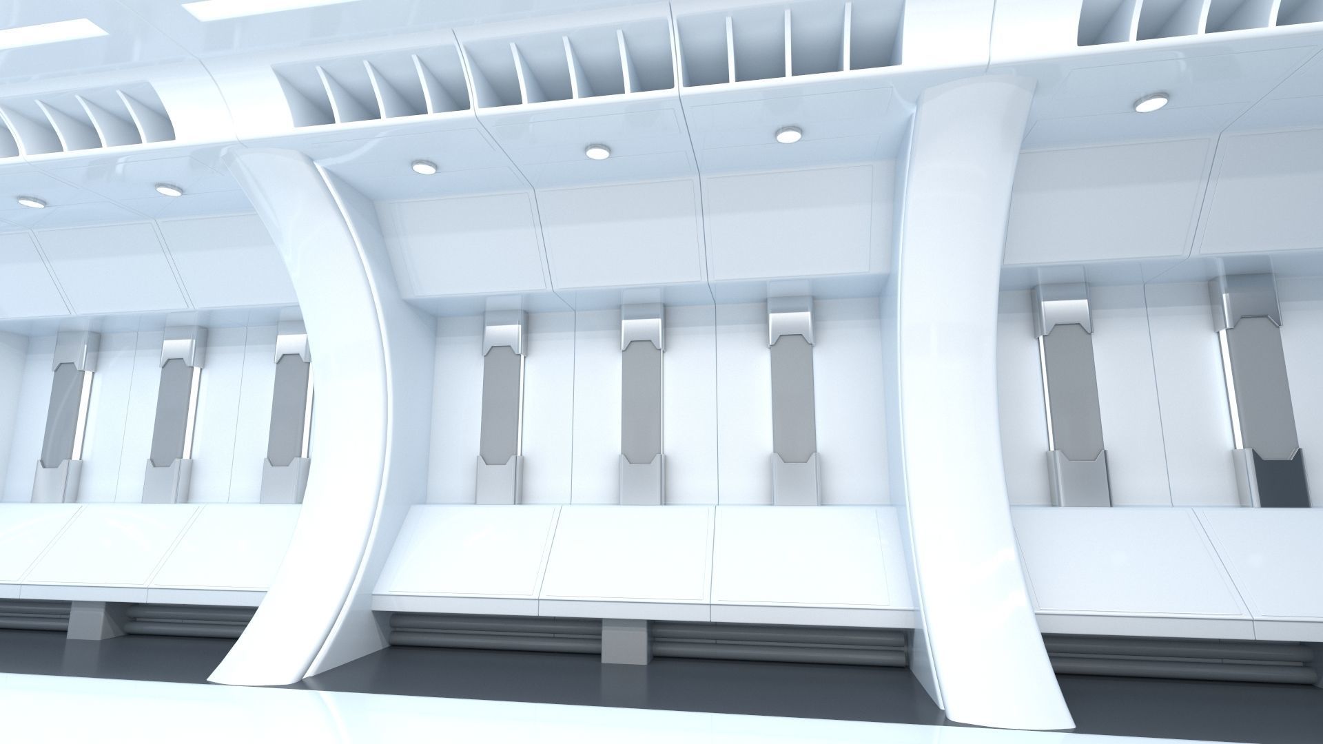Sci-Fi Futuristic Corridor Collection 3D model_35