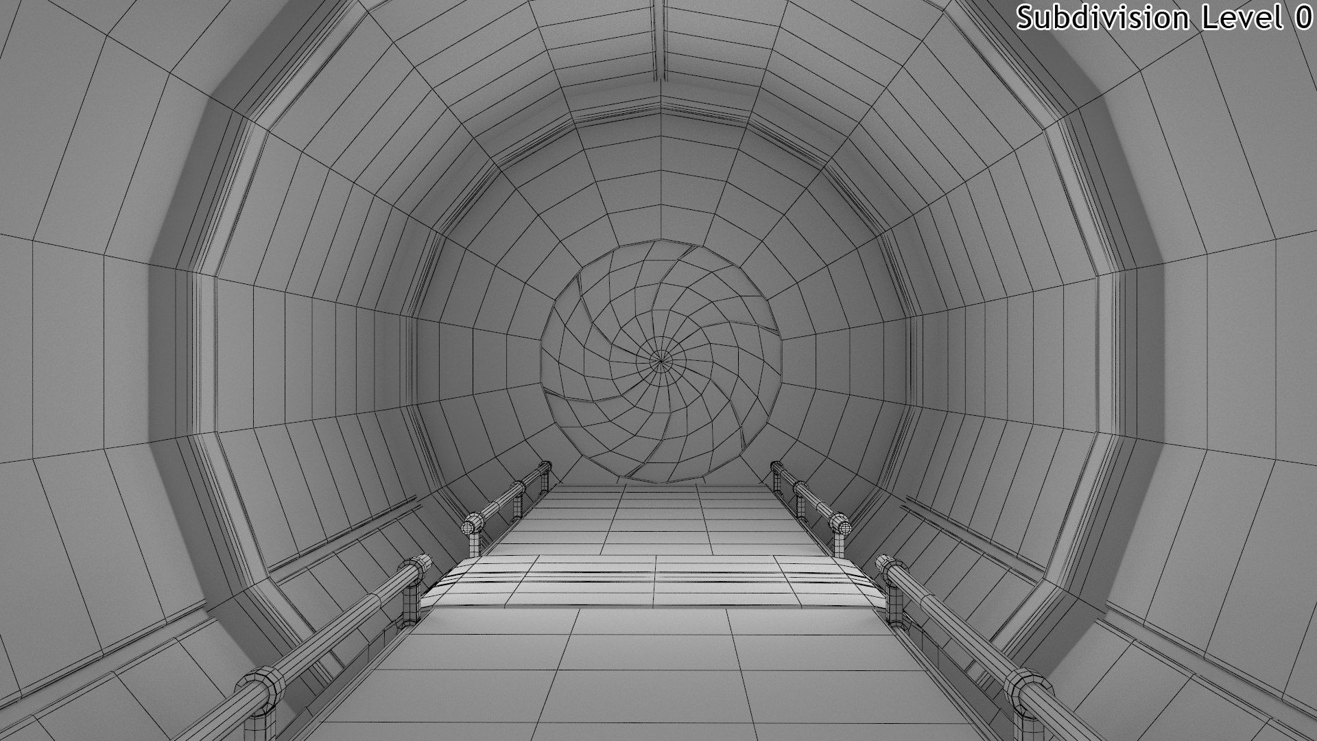 Sci-Fi Futuristic Corridor Collection 3D model_9