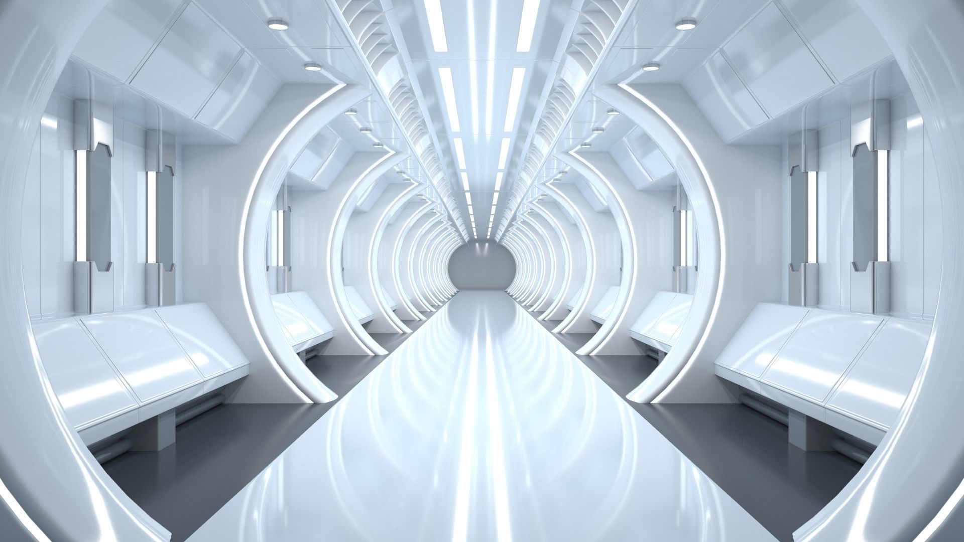 Sci-Fi Futuristic Corridor Collection 3D model_30
