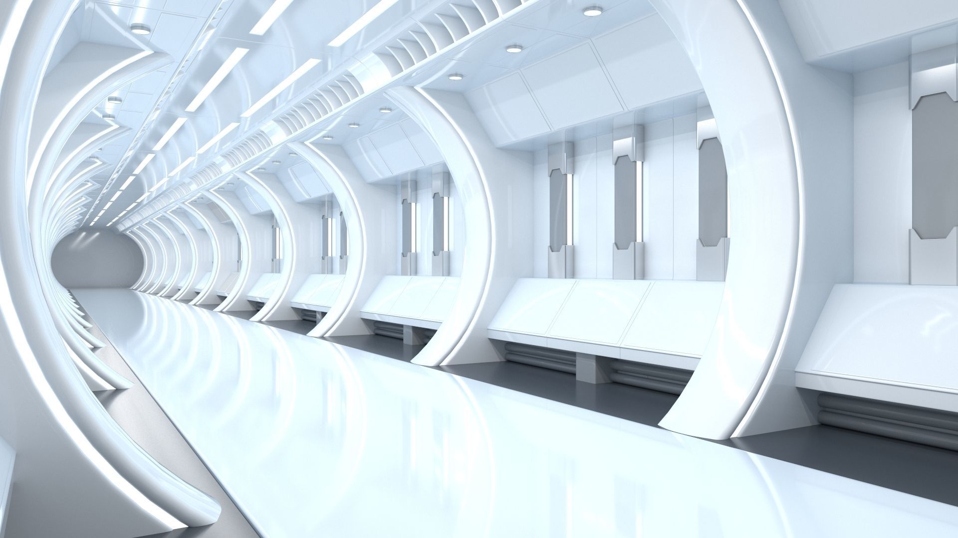 Sci-Fi Futuristic Corridor Collection 3D model_33