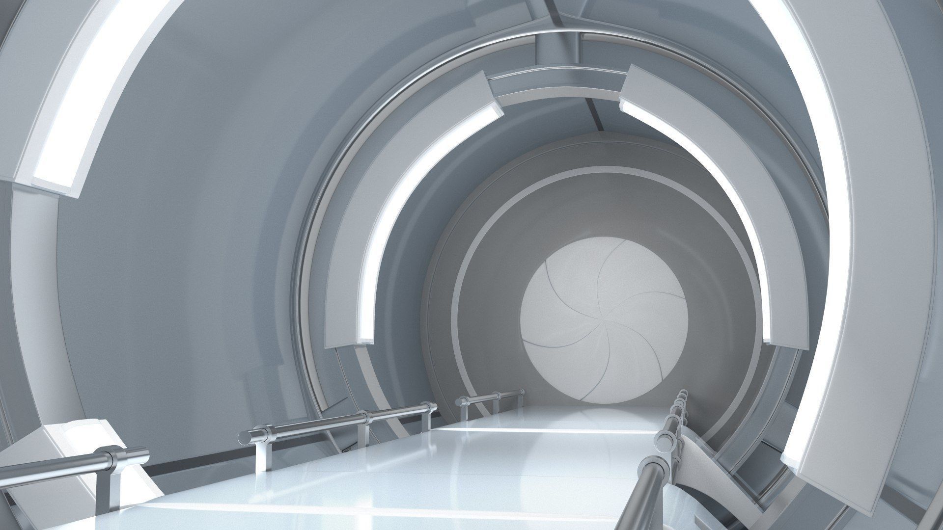 Sci-Fi Futuristic Corridor Collection 3D model_13