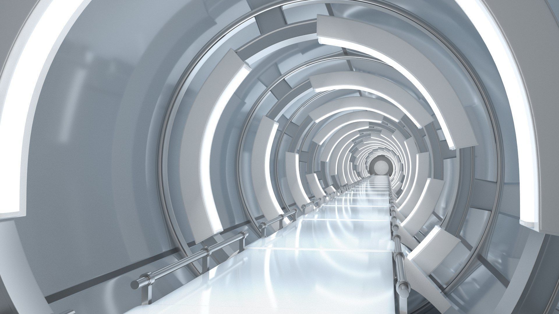 Sci-Fi Futuristic Corridor Collection 3D model_12