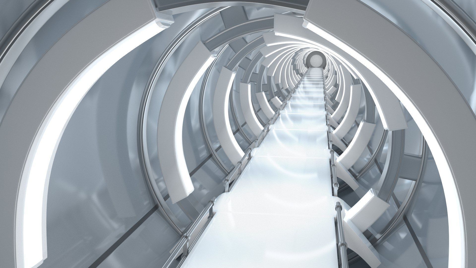 Sci-Fi Futuristic Corridor Collection 3D model_14