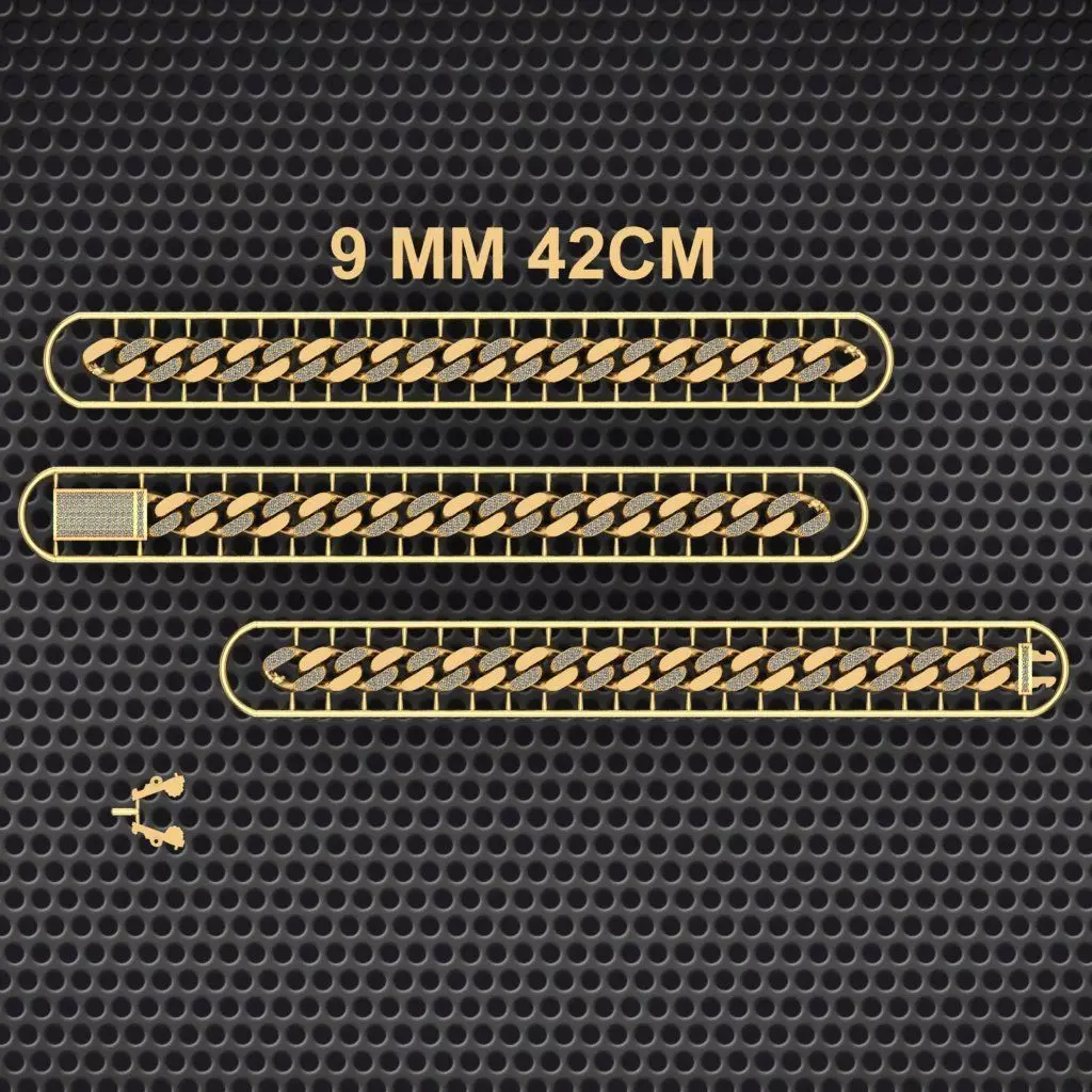 9 MM 42 CM CUBAN LINK CHAIN FOR BRACELET OR NECKLACE 3D print model_0