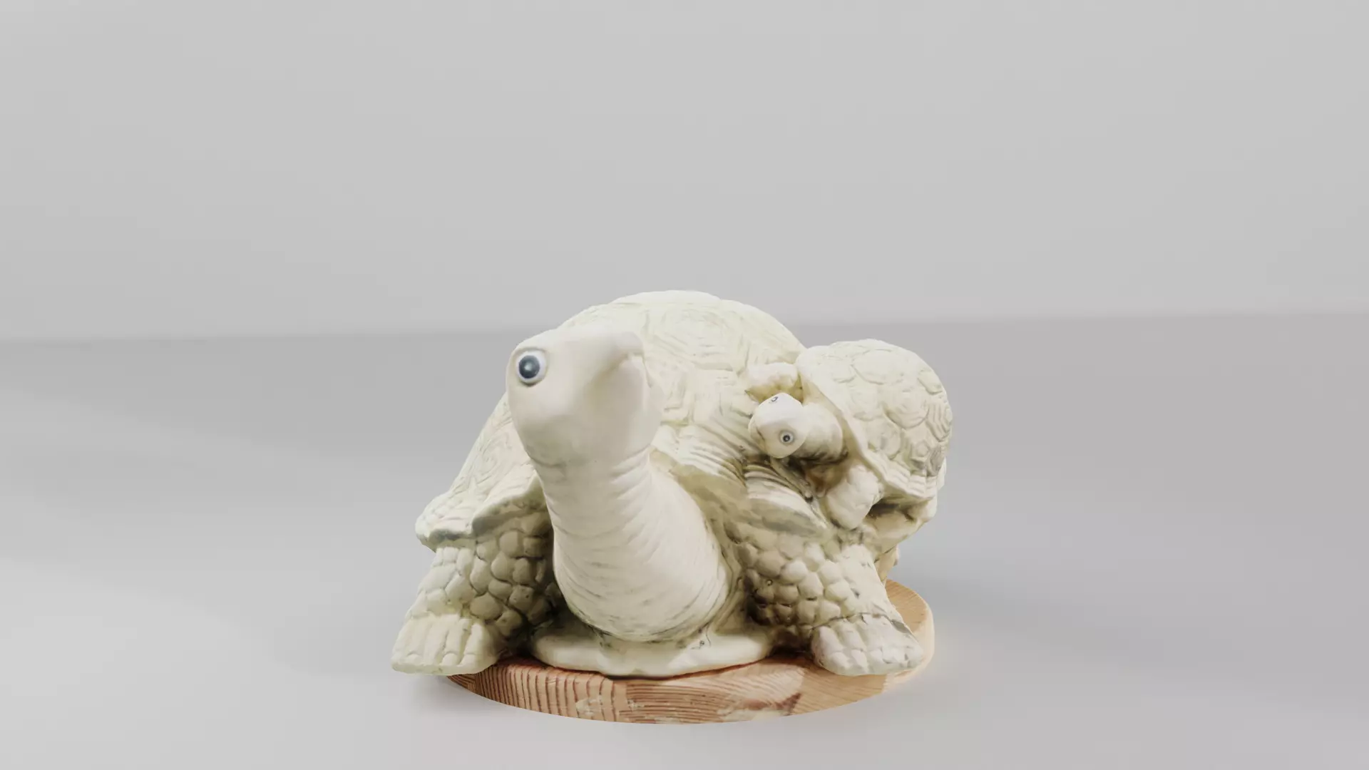 Turtle scuplture with baby Low-poly 3D model_0