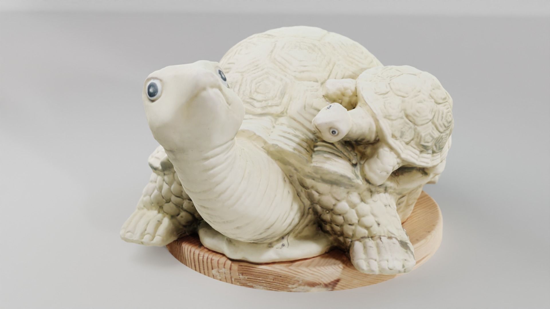 Turtle scuplture with baby Low-poly 3D model_1