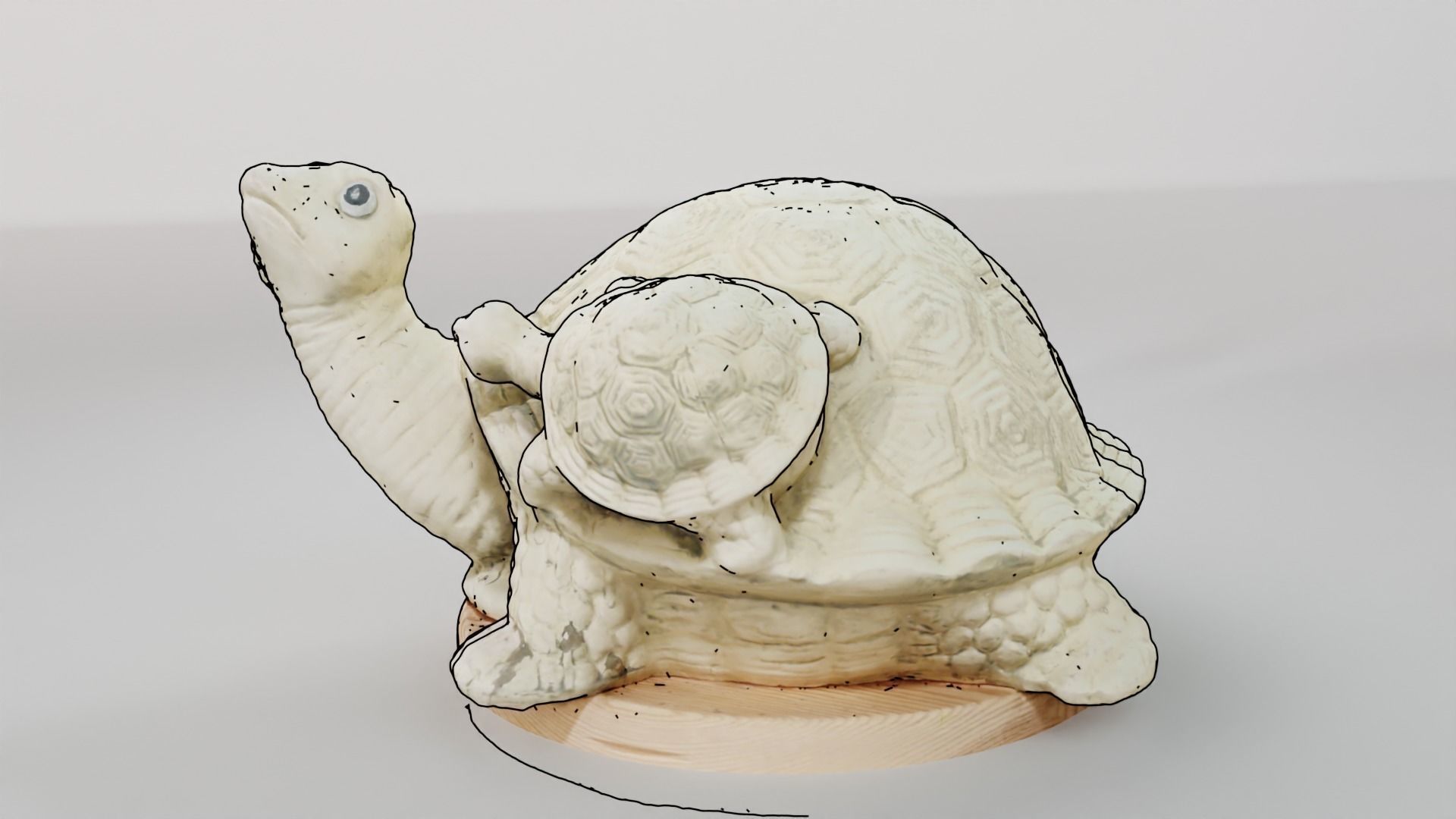 Turtle scuplture with baby Low-poly 3D model_15