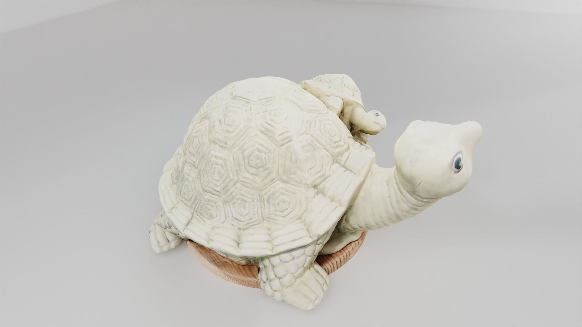 Turtle scuplture with baby Low-poly 3D model_4