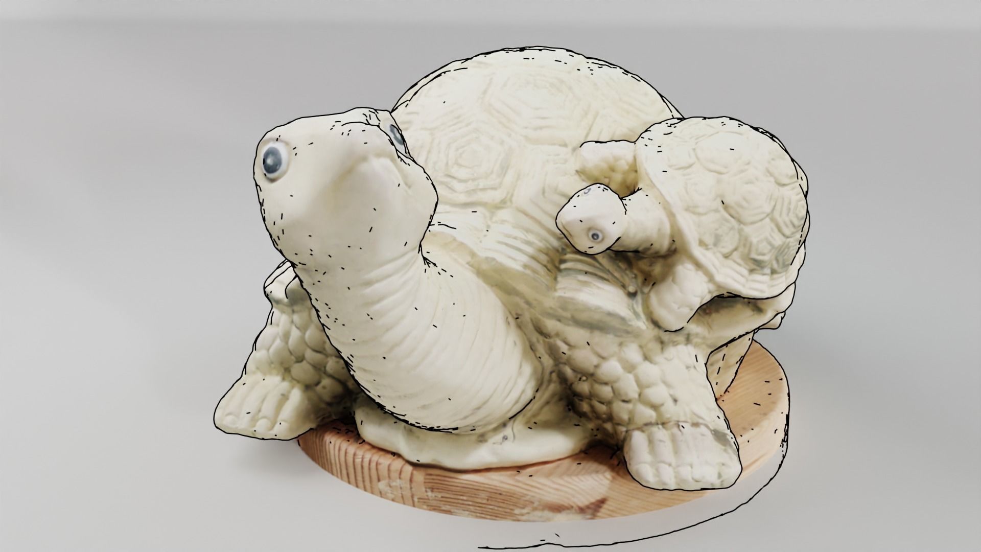 Turtle scuplture with baby Low-poly 3D model_13