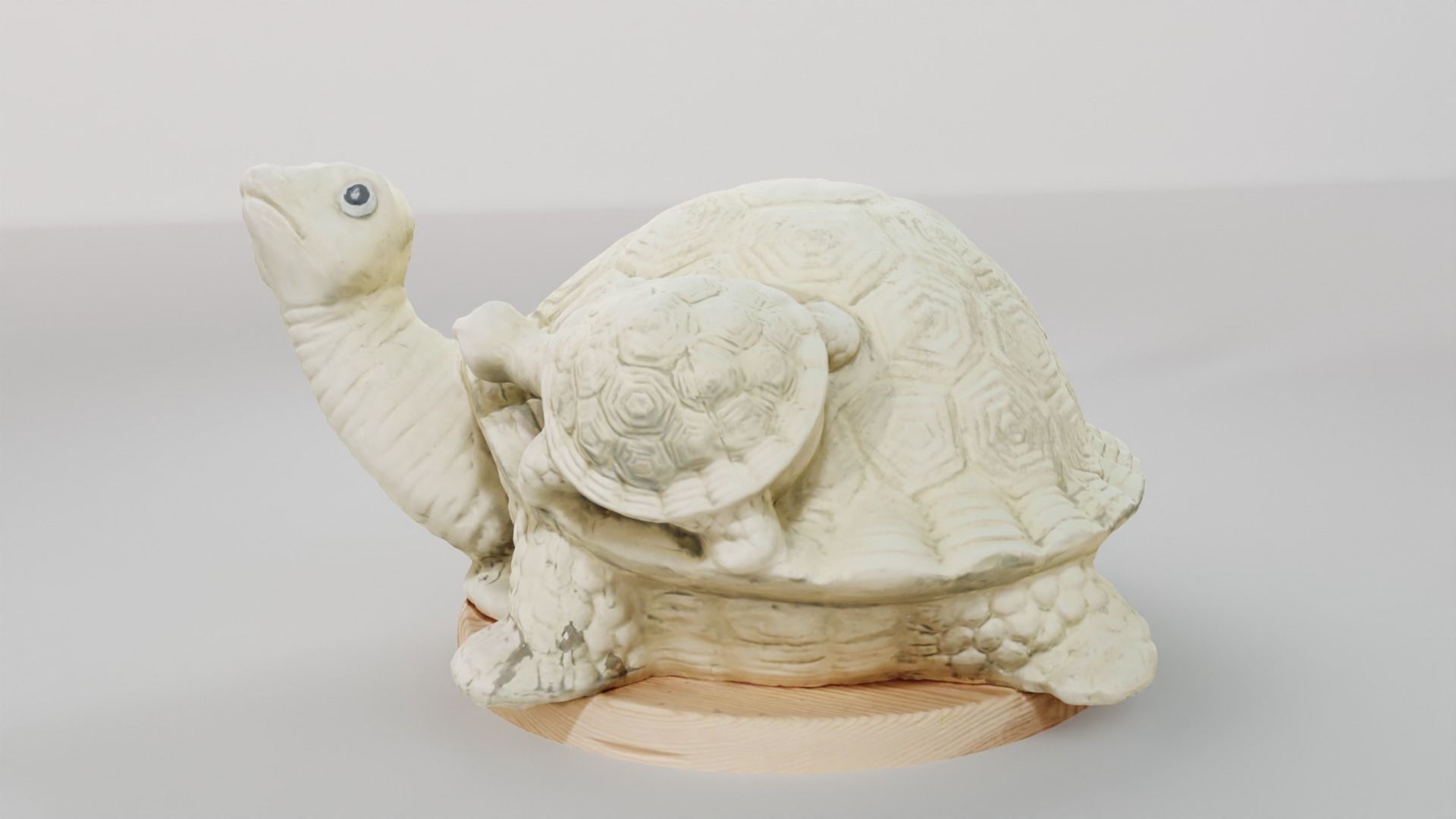 Turtle scuplture with baby Low-poly 3D model_3