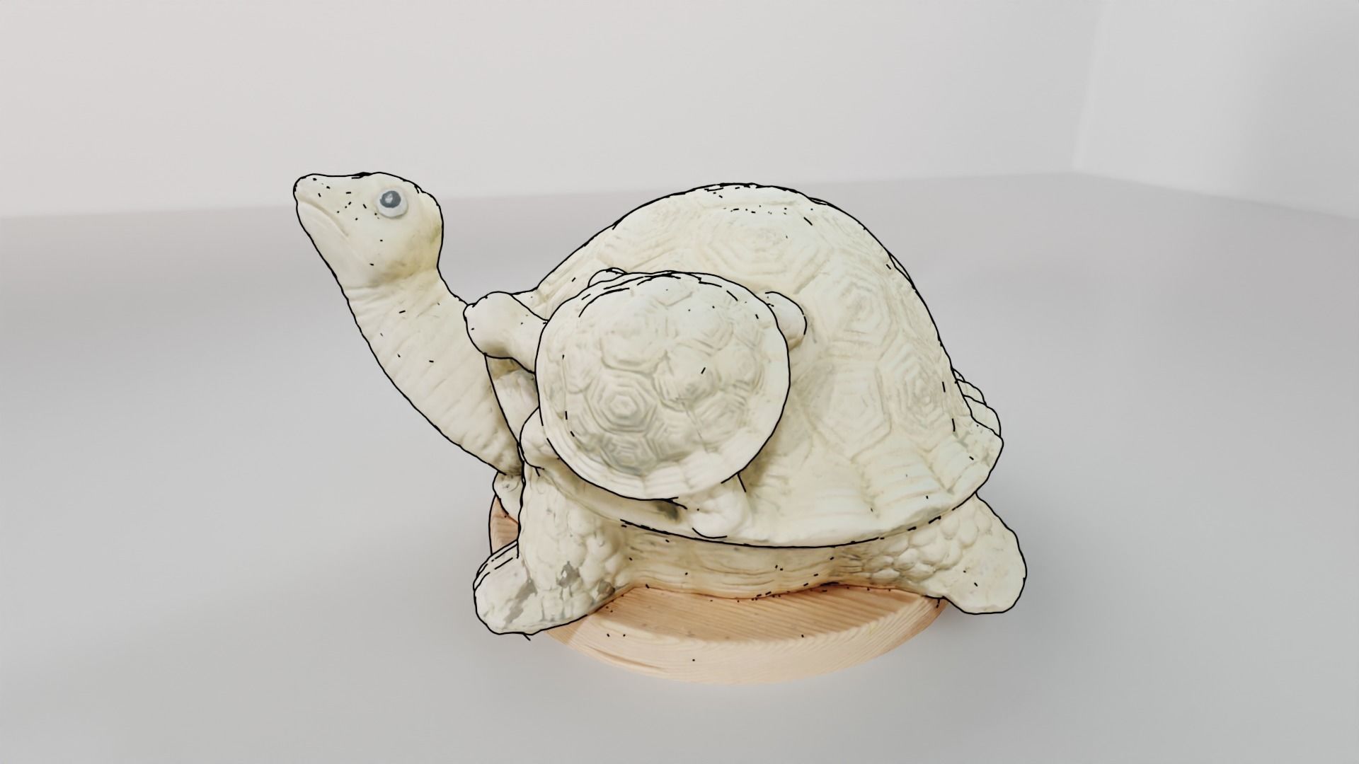 Turtle scuplture with baby Low-poly 3D model_16