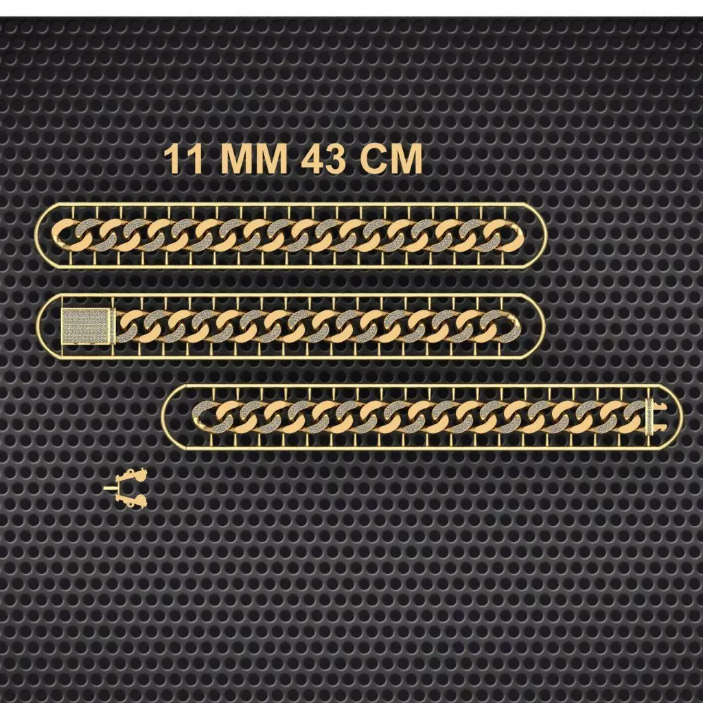 11 MM 43 CM CUBAN LINK CHAIN FOR BRACELET OR NECKLACE 3D print model_0