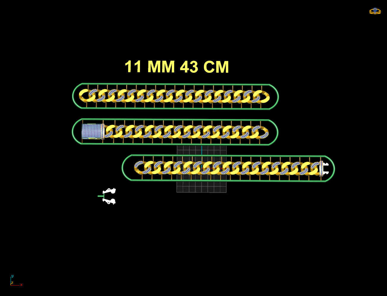 11 MM 43 CM CUBAN LINK CHAIN FOR BRACELET OR NECKLACE 3D print model_10