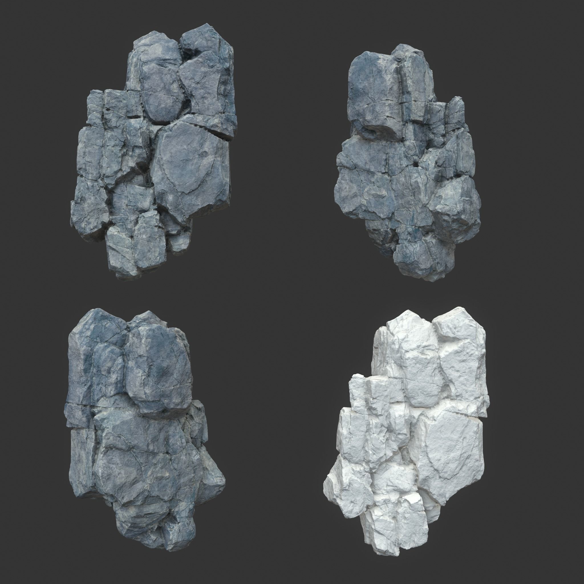 High poly Gray Modular Rock 230706 3D model_12
