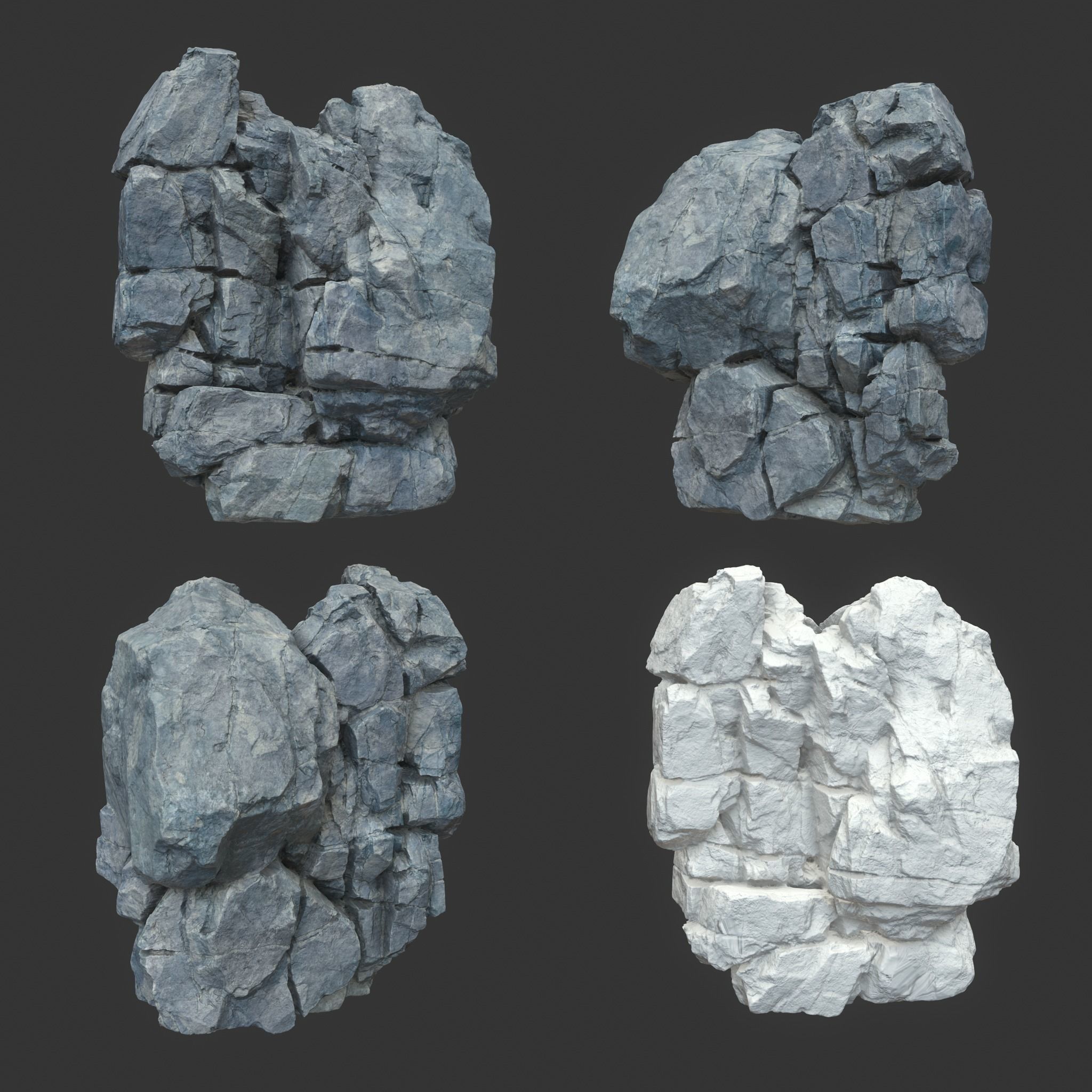High poly Gray Modular Rock 230706 3D model_10