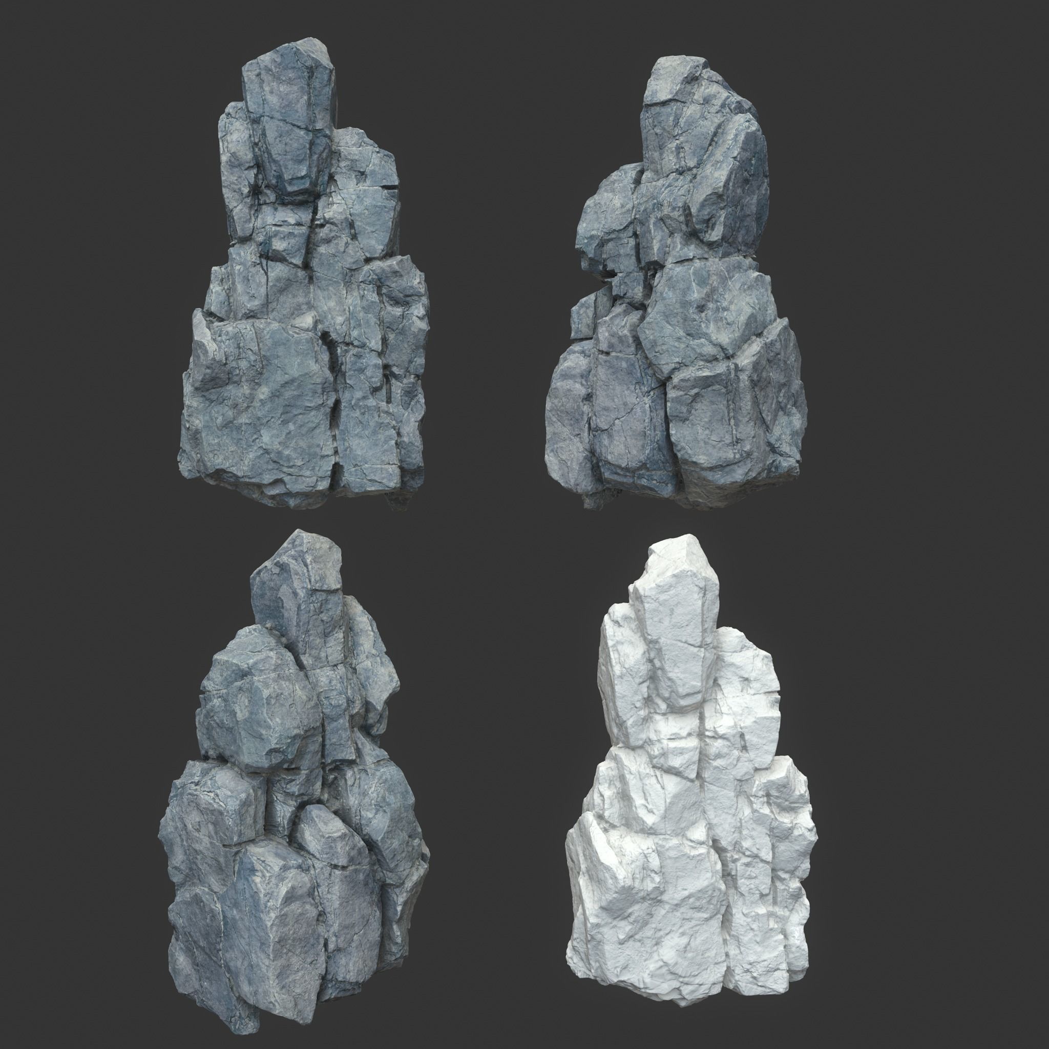 High poly Gray Modular Rock 230706 3D model_14