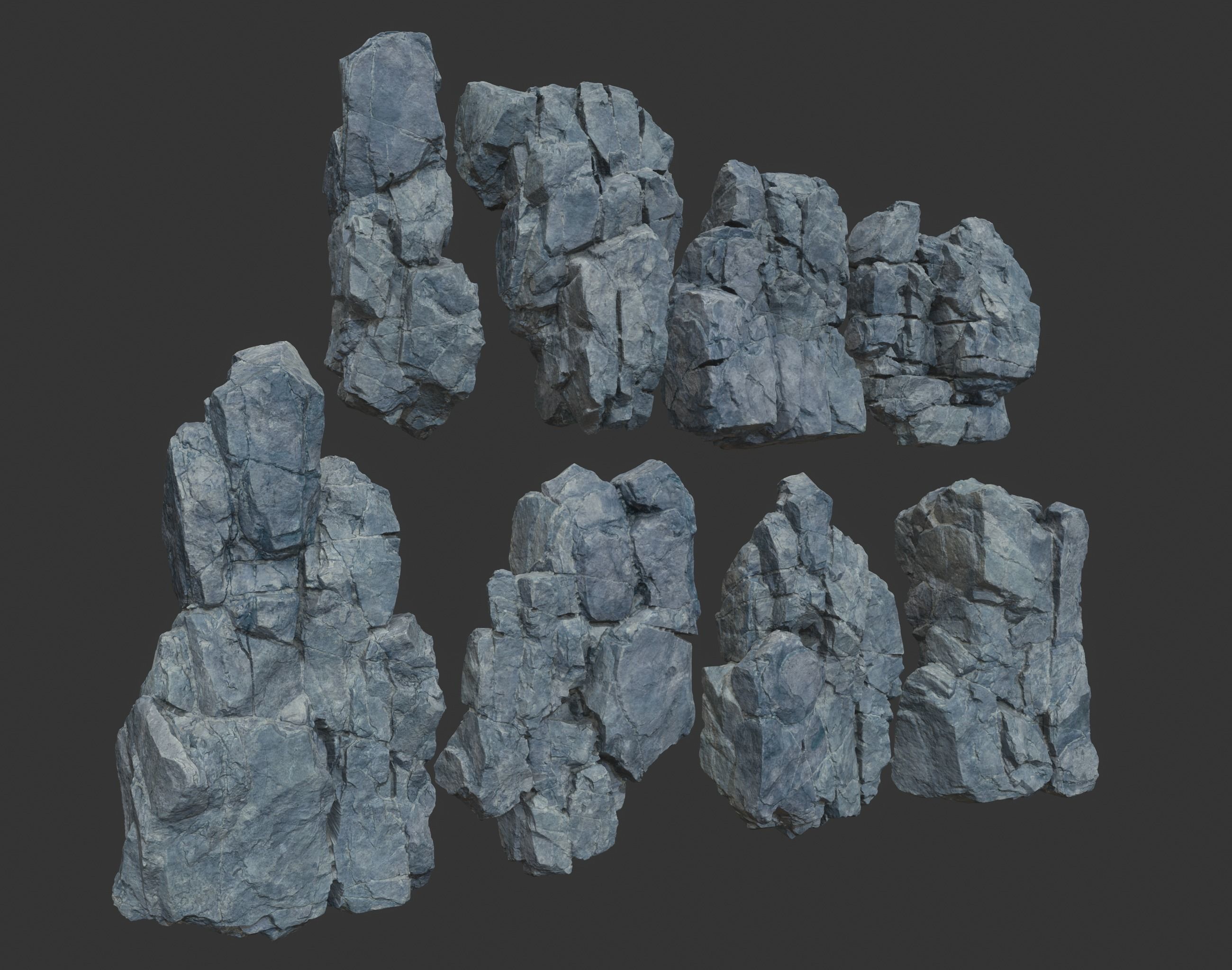 High poly Gray Modular Rock 230706 3D model_3