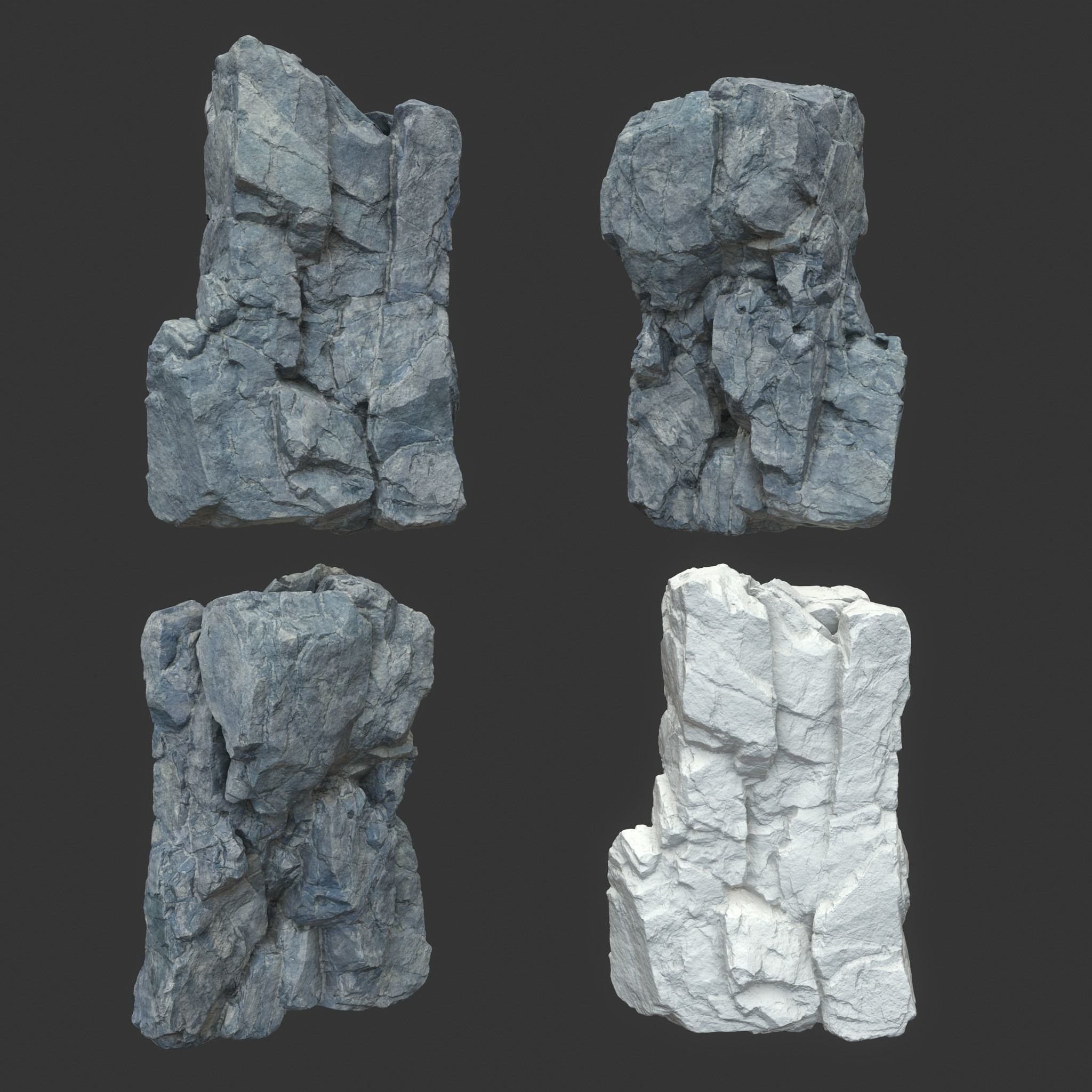High poly Gray Modular Rock 230706 3D model_6