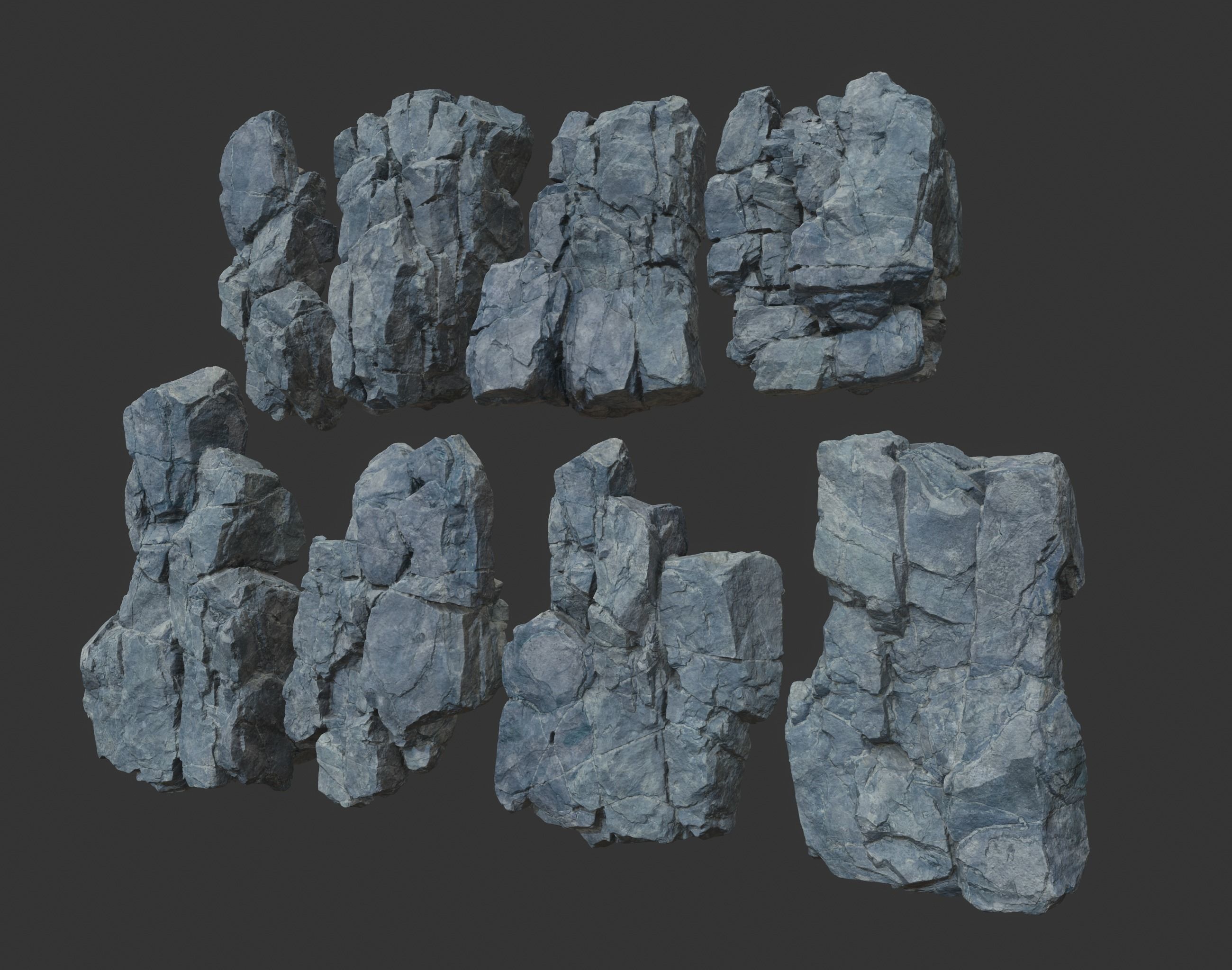 High poly Gray Modular Rock 230706 3D model_4