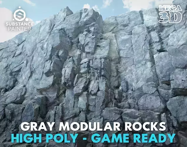 High poly Gray Modular Rock 230706 3D model High poly Gray Modular Rock 230706 3D model