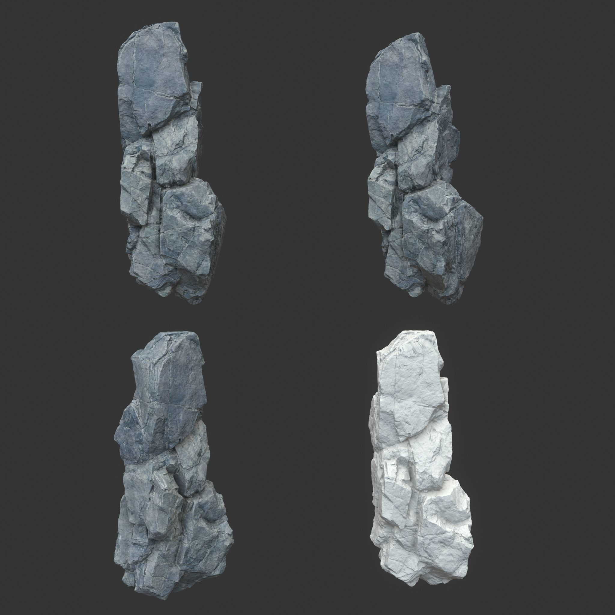 High poly Gray Modular Rock 230706 3D model_18