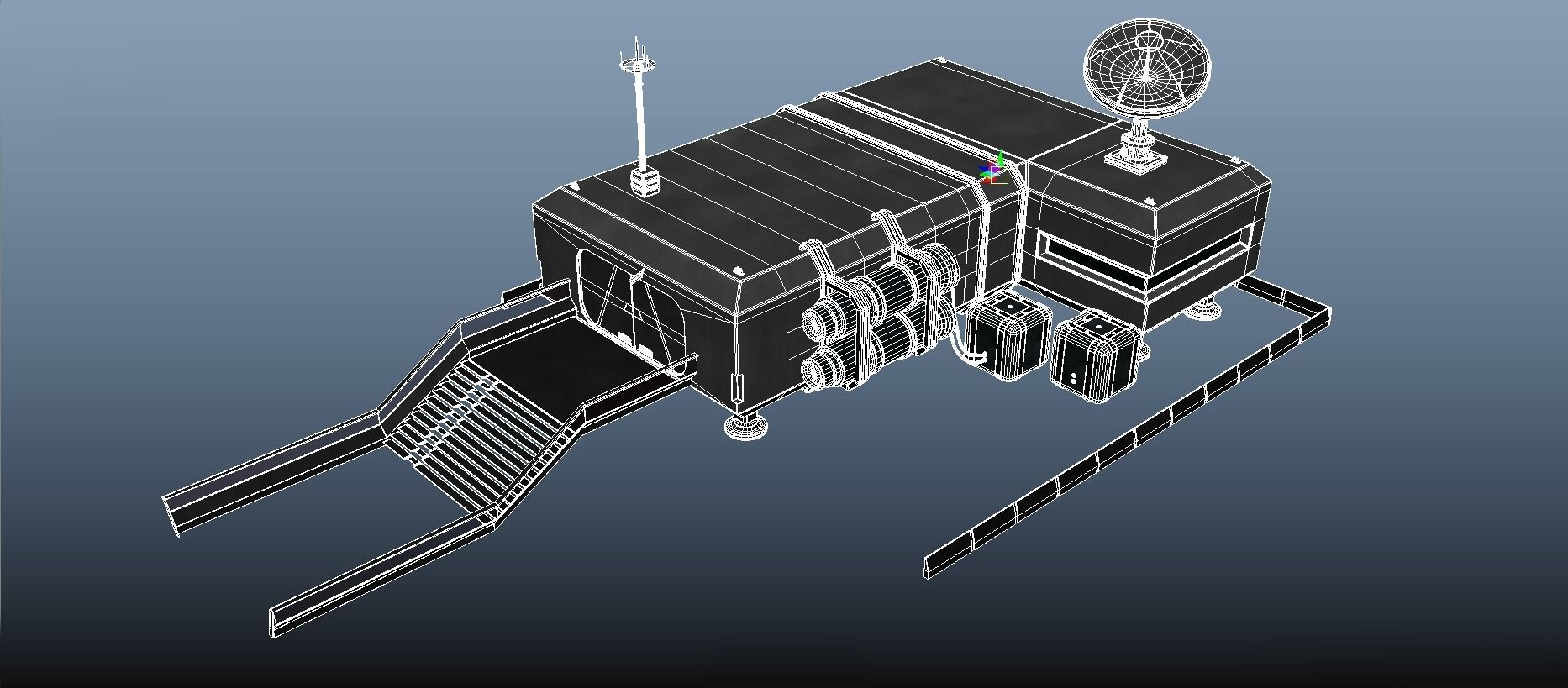 Command center station Low-poly 3D model_5