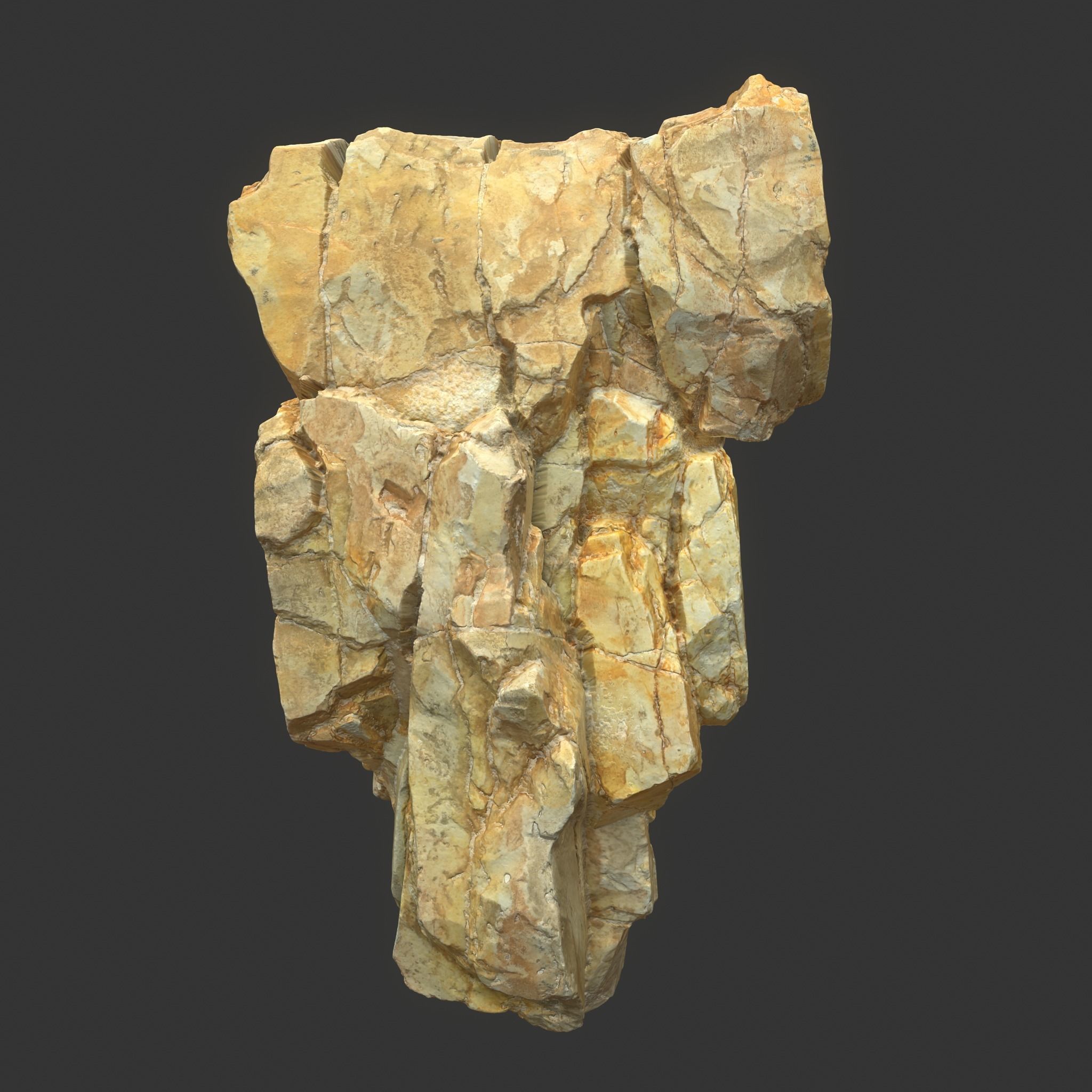 High poly Yellow Modular Rock 230706 3D model_7