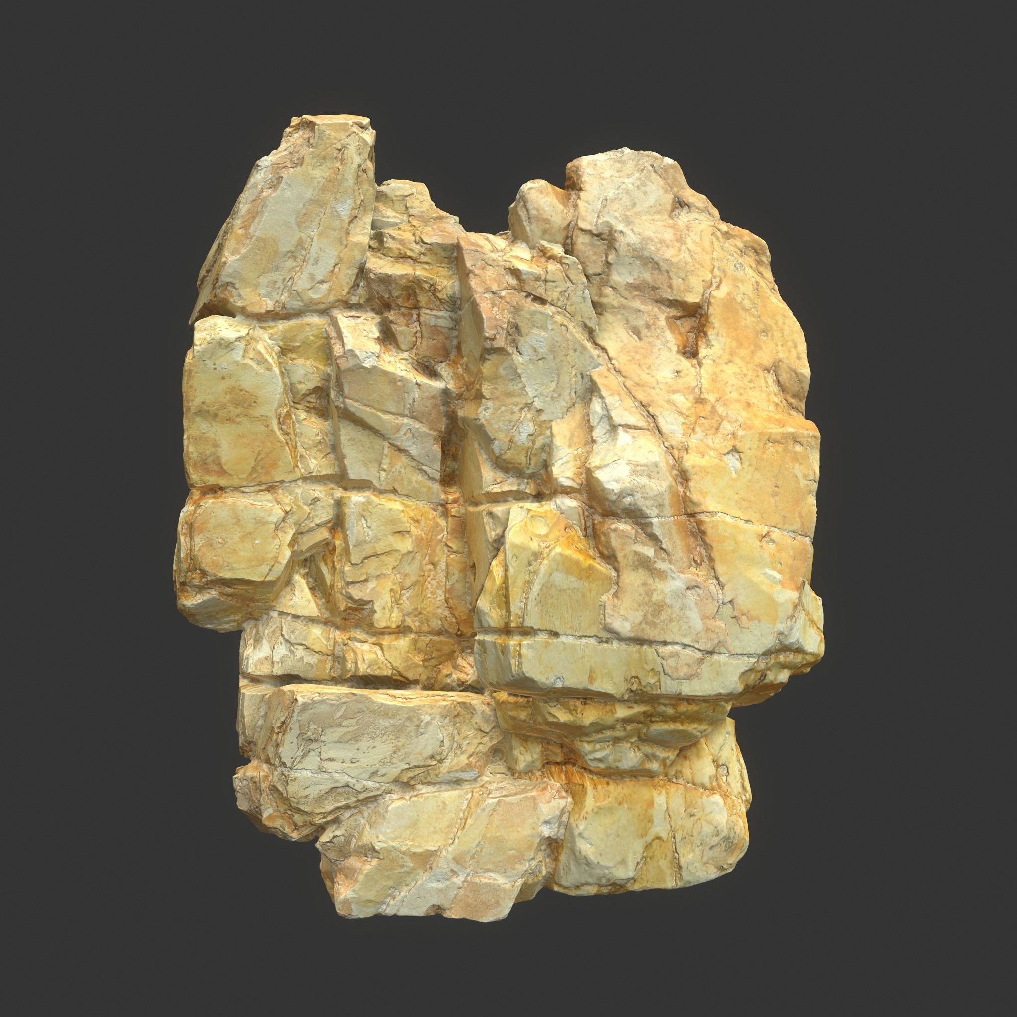 High poly Yellow Modular Rock 230706 3D model_9
