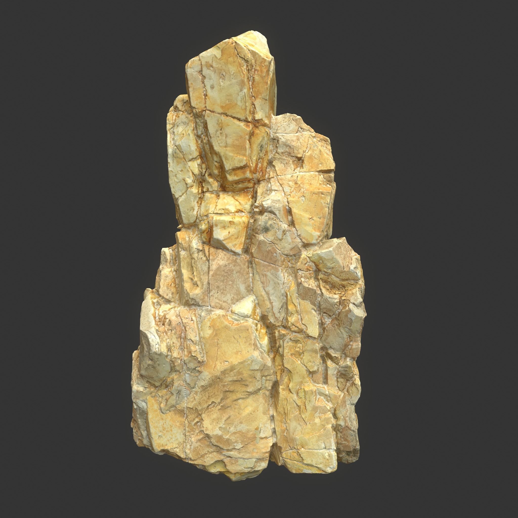 High poly Yellow Modular Rock 230706 3D model_13