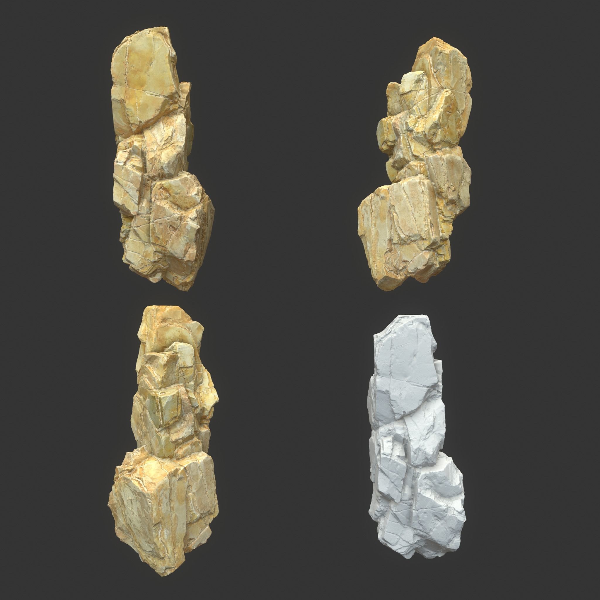 High poly Yellow Modular Rock 230706 3D model_18