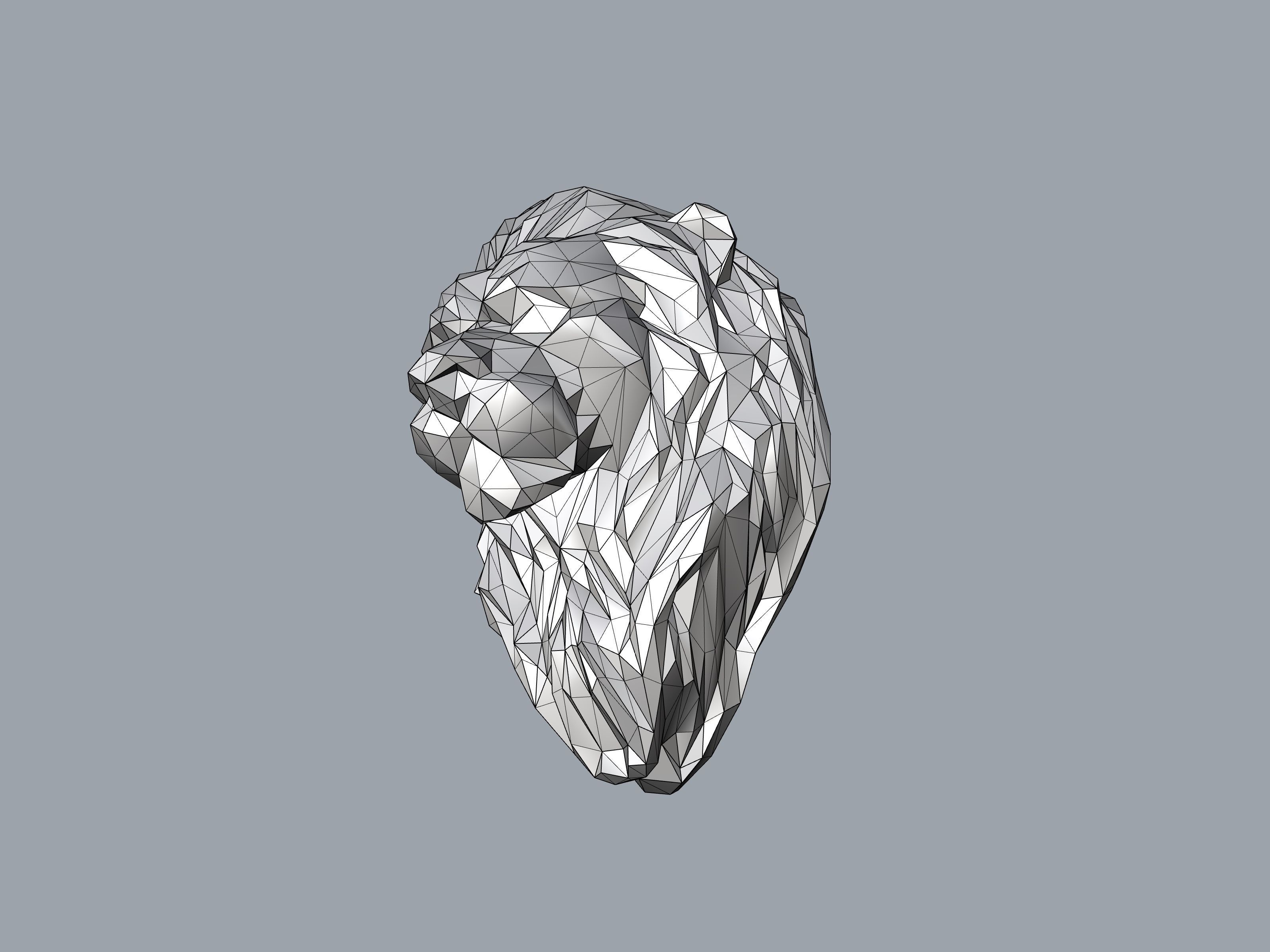 Lion Face Low Poly Stl verified 3D print model_7