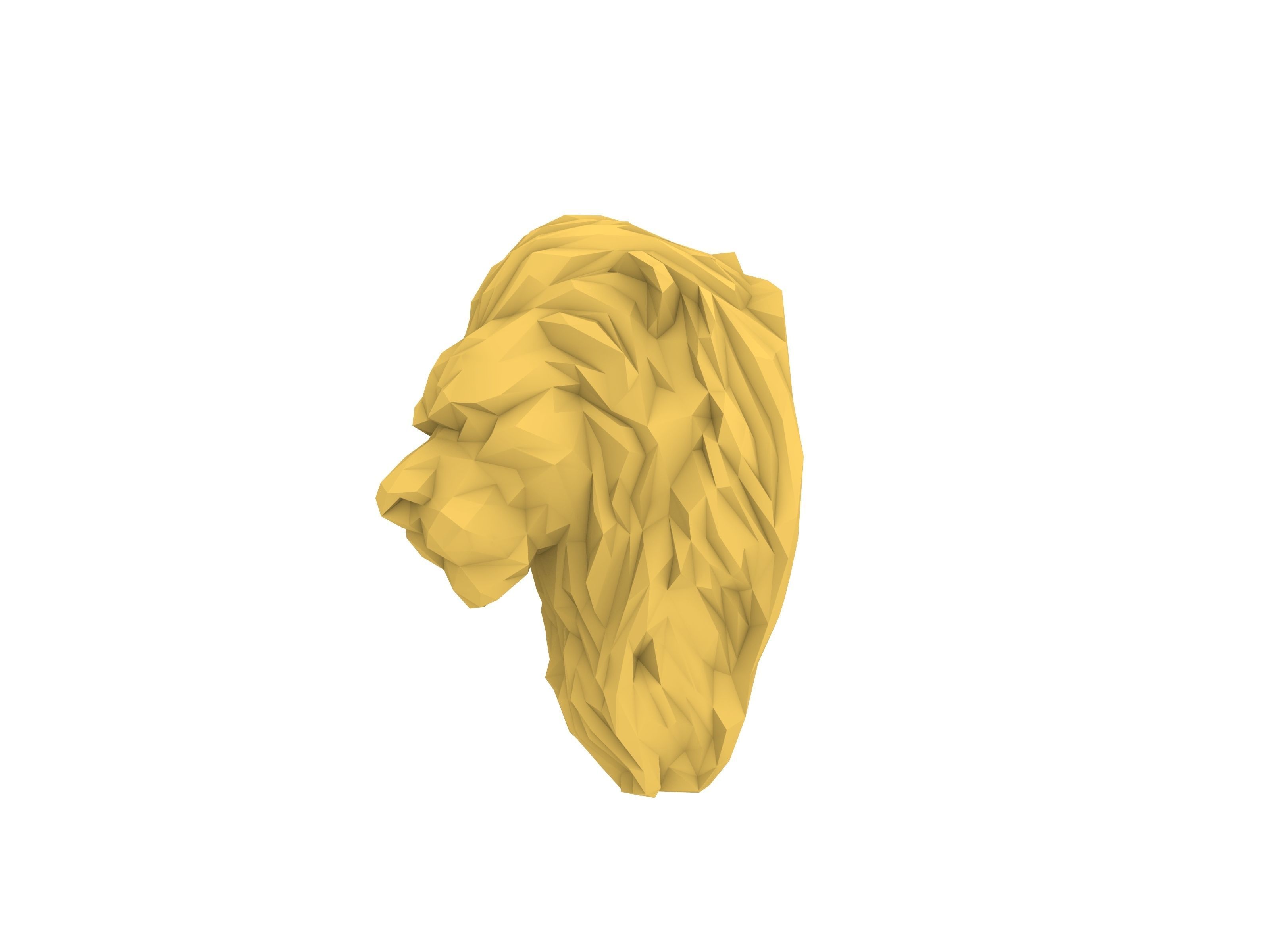 Lion Face Low Poly Stl verified 3D print model_3