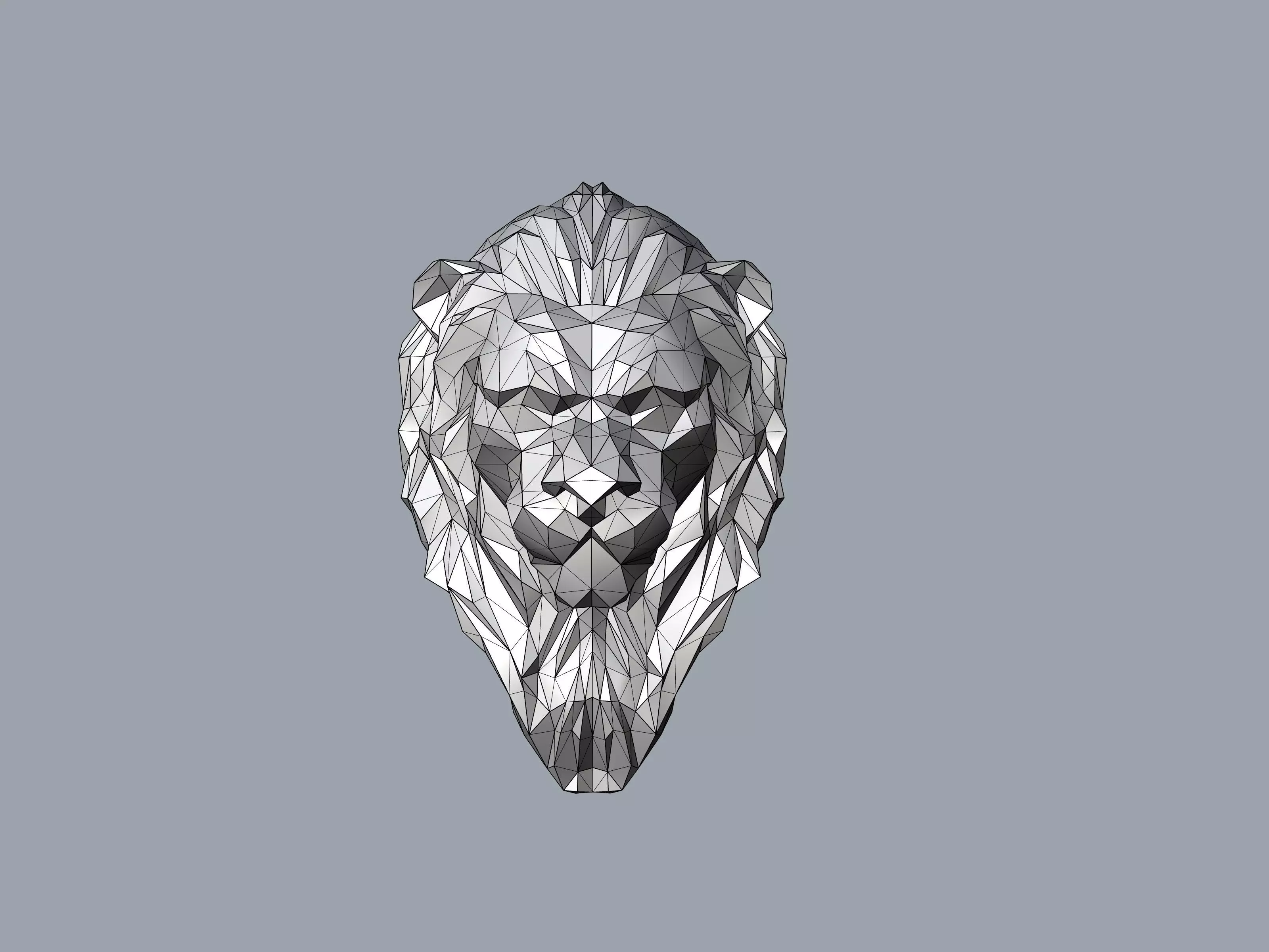 Lion Face Low Poly Stl verified 3D print model_0
