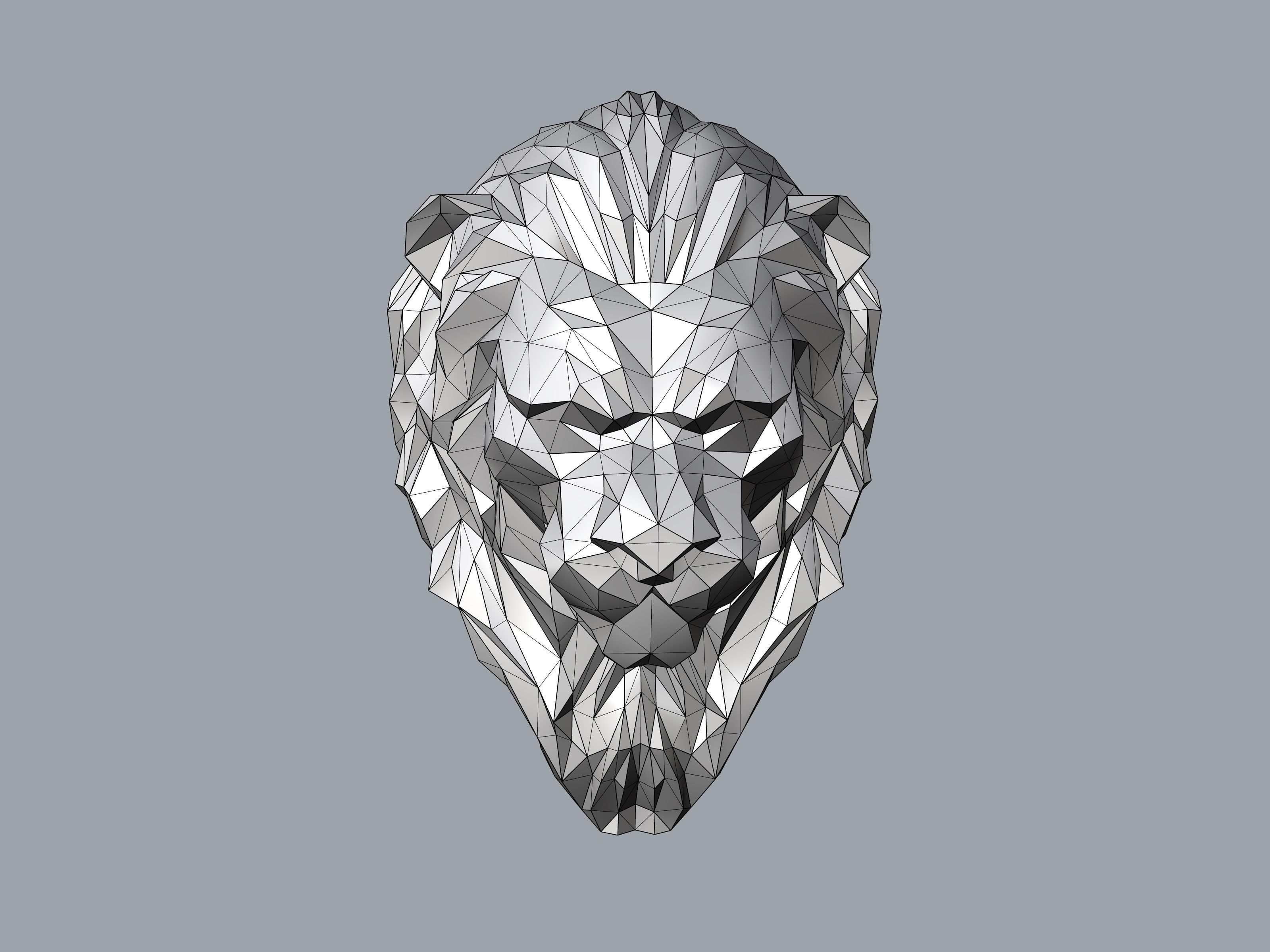 Lion Face Low Poly Stl verified 3D print model_8