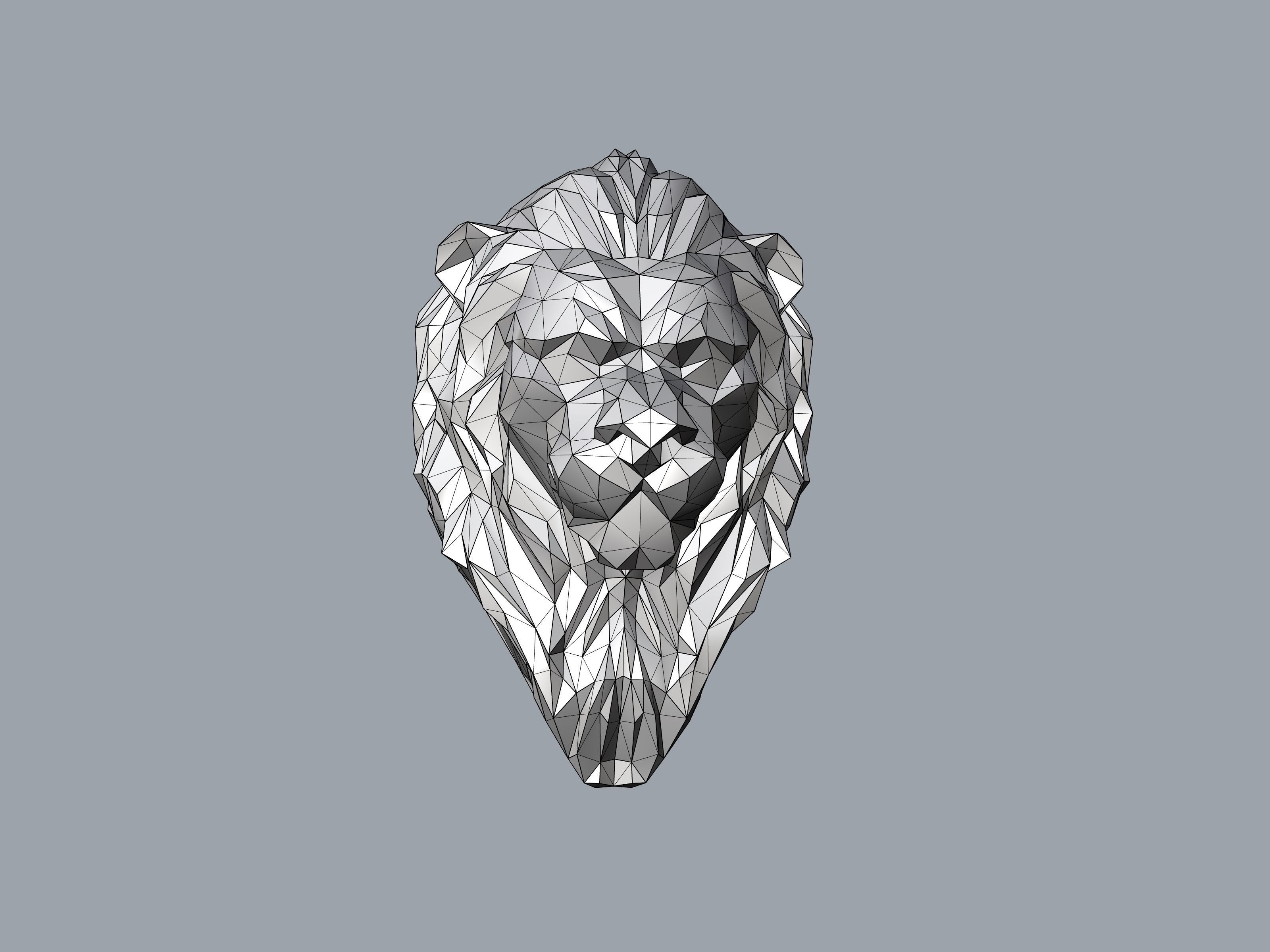 Lion Face Low Poly Stl verified 3D print model_5