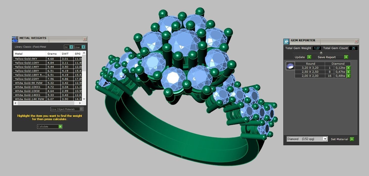 Diamond ring 0507 3D printable model  3D print model_14