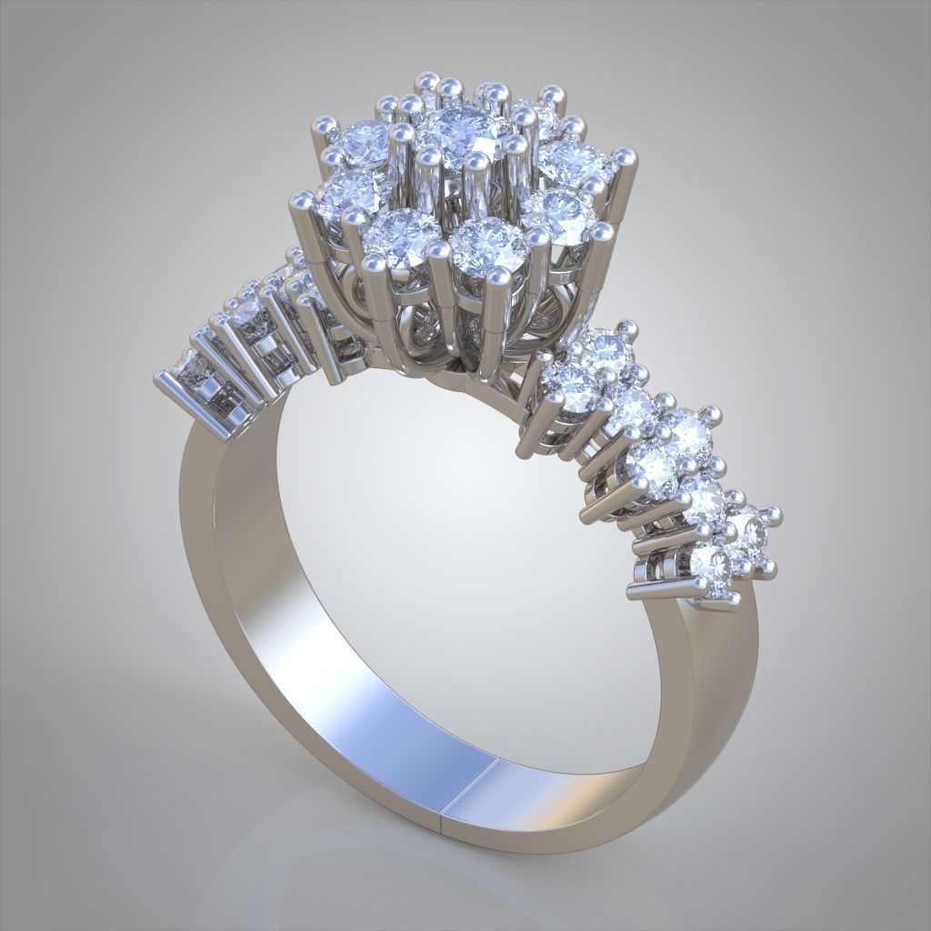 Diamond ring 0507 3D printable model  3D print model_3