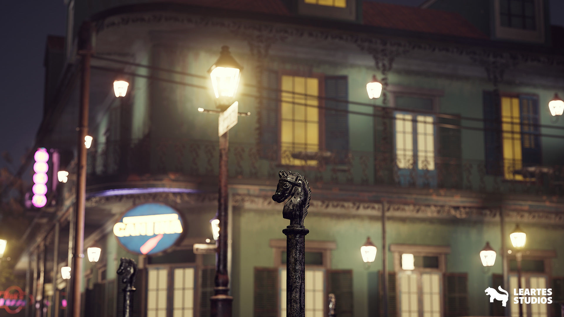 French Quarter Street Environment Low-poly 3D model_17