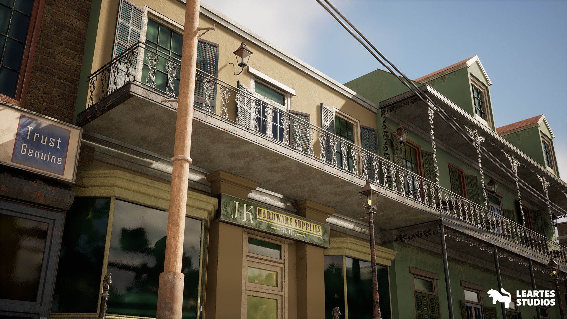 French Quarter Street Environment Low-poly 3D model_14
