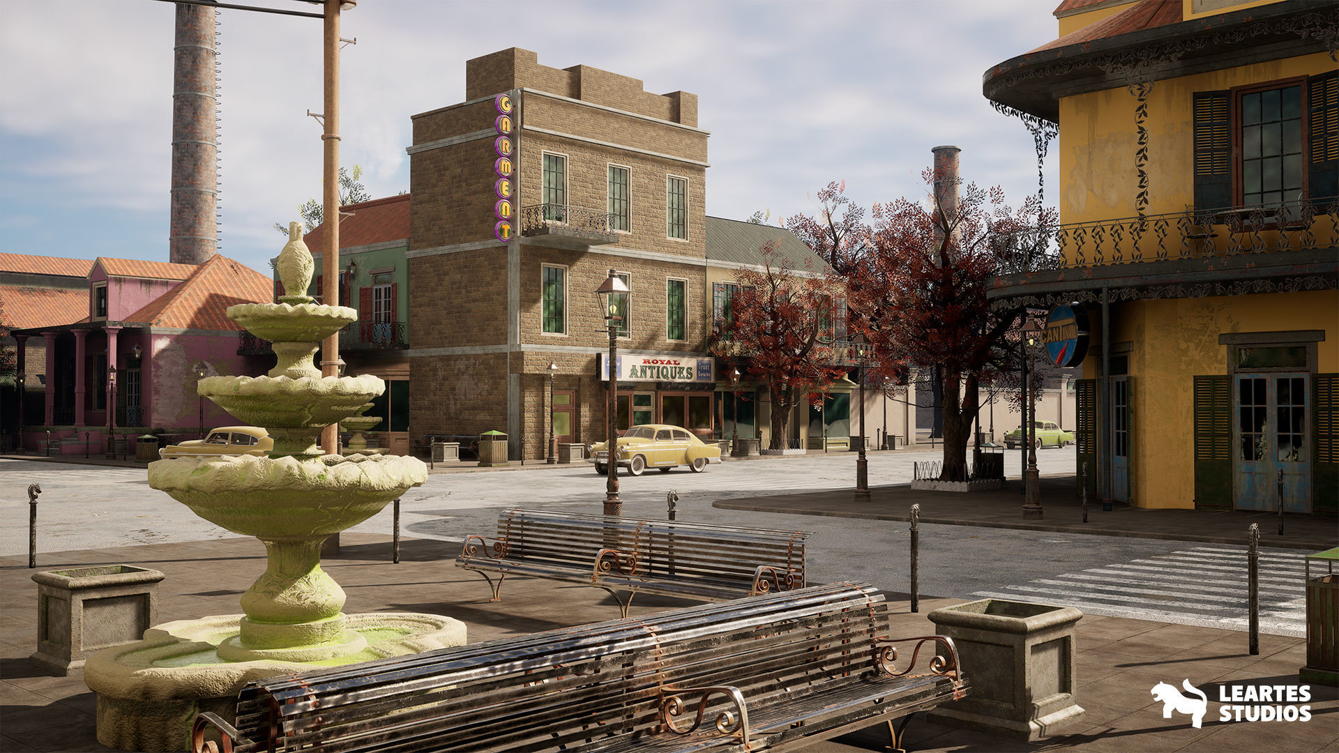 French Quarter Street Environment Low-poly 3D model_12