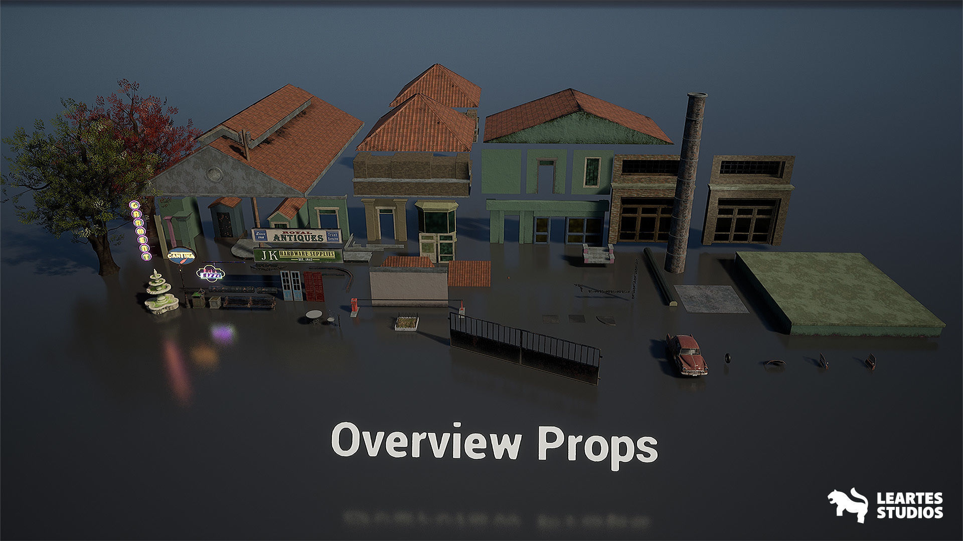 French Quarter Street Environment Low-poly 3D model_20