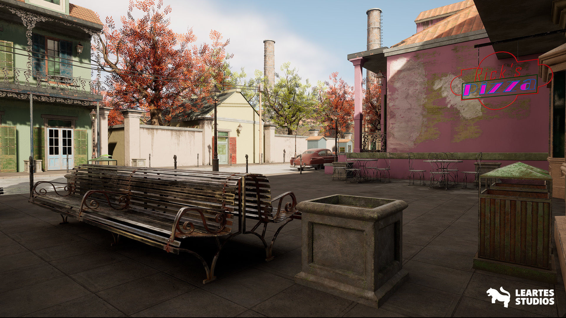 French Quarter Street Environment Low-poly 3D model_19