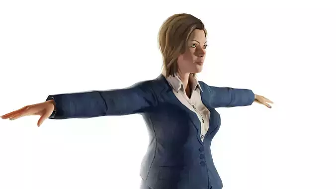Corporate Female 3d Model with clothes CorporateSuitSkirtSandals