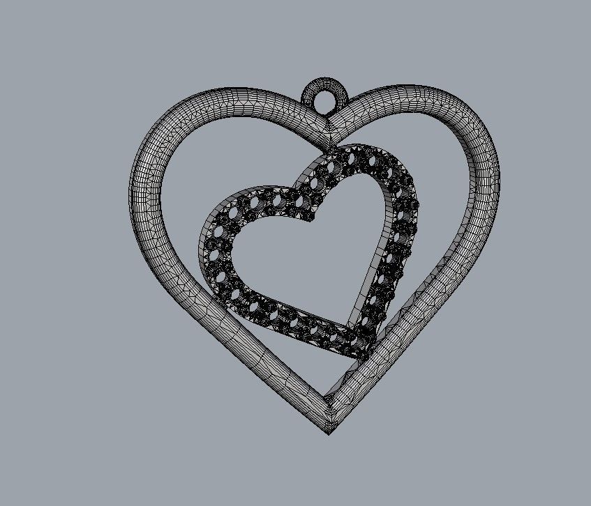 Heart Diamond Pendant 3D print model_9