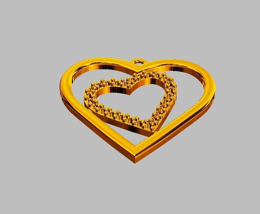 Heart Diamond Pendant 3D print model_8