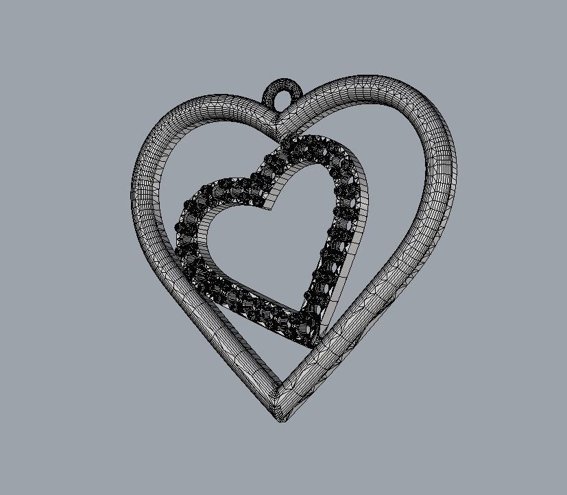 Heart Diamond Pendant 3D print model_10