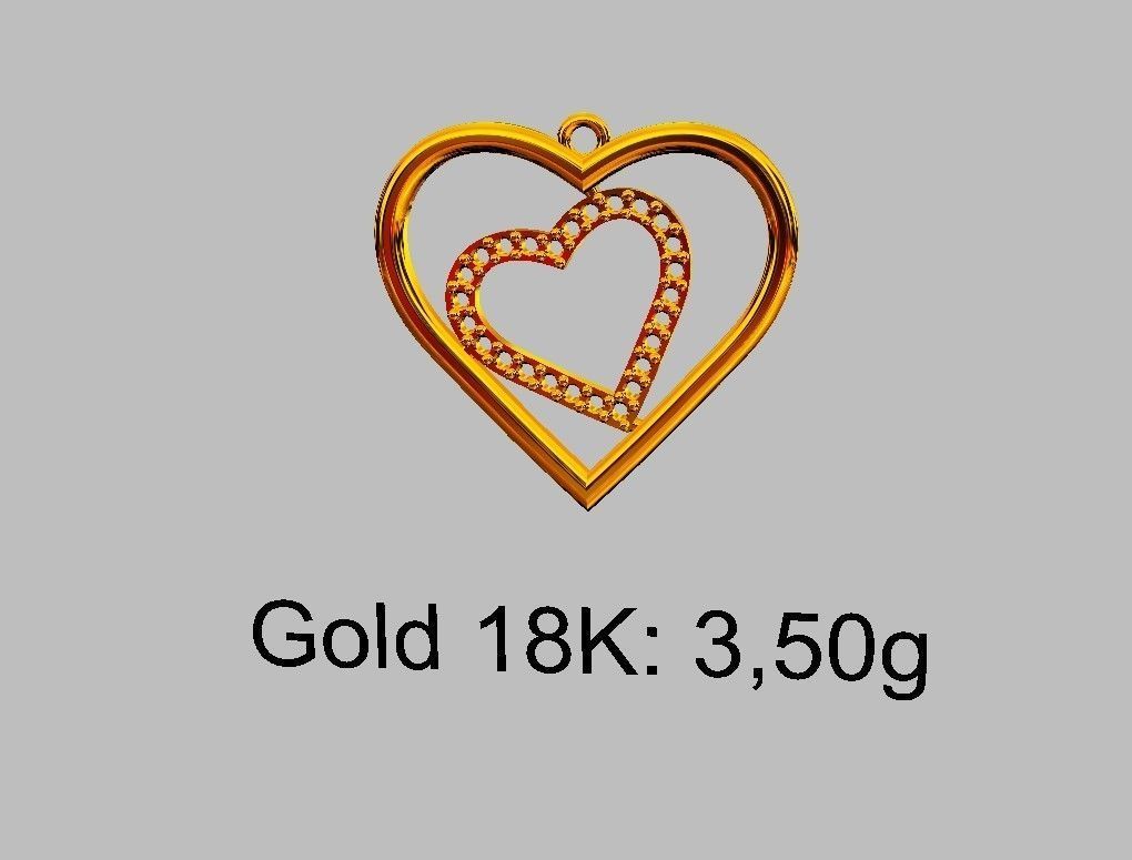 Heart Diamond Pendant 3D print model_5