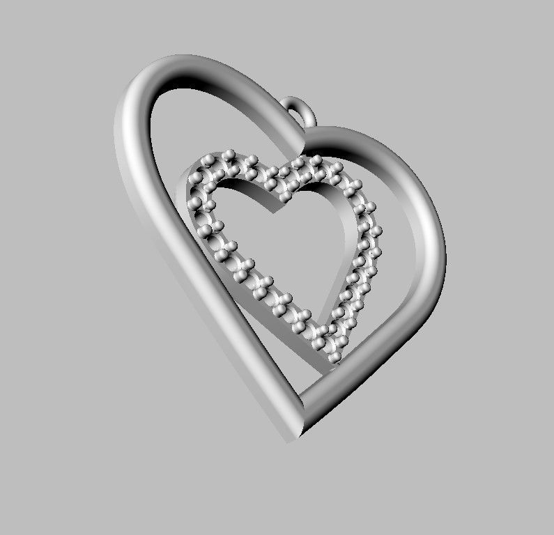Heart Diamond Pendant 3D print model_14