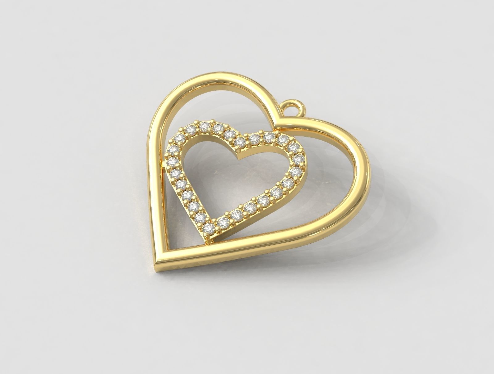 Heart Diamond Pendant 3D print model_3